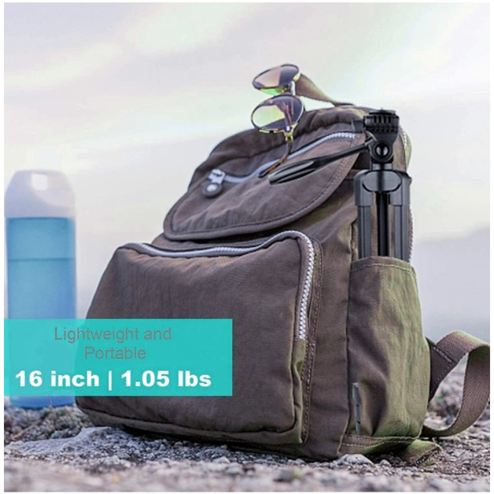 Steel-plastic universal tripod with 360° pan-tilt head for versatile photography, suitable for cameras, smartphones, and more