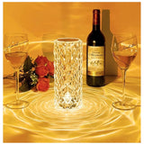 Crystal plastic LED rose lamp with diamond-cut pattern, ideal for special occasions, decorative home accent