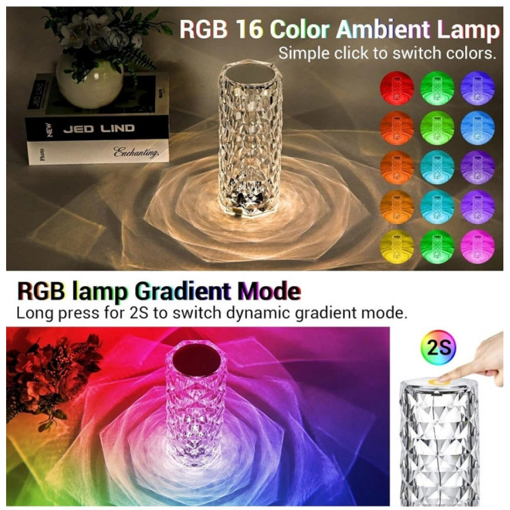 Crystal plastic LED rose lamp with diamond-cut pattern, ideal for home decor, birthday, anniversary, or special occasions