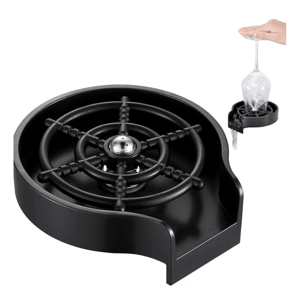 Steel, plastic automatic cup rinser for kitchen sinks, ideal for bottles and glasses. Strong water jets for quick cleaning