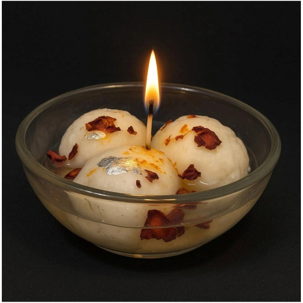 Soy wax Rasgulla-style glass candle aromatic home decoration, color may vary