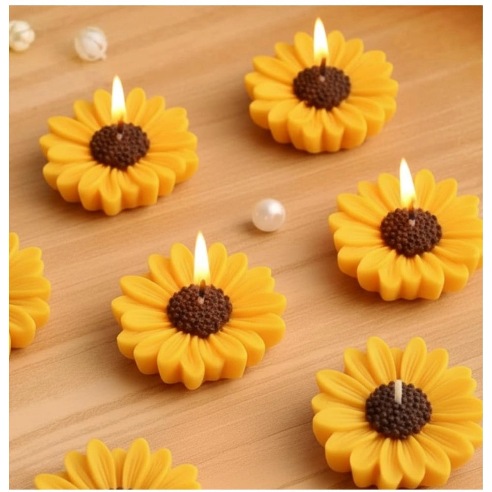 Natural soya wax sunflower candles, floating daisy design for ambient light and long-lasting burn