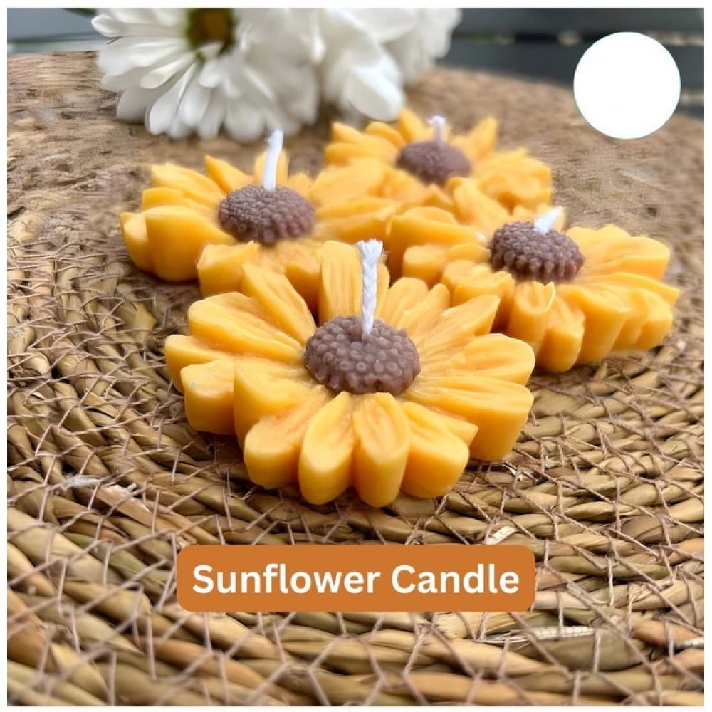 Natural soya wax sunflower candles, daisy-shaped for floating and providing hours of soft light