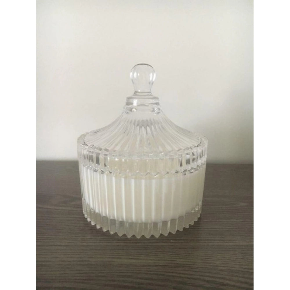 Soya wax glass scented small candy jar candle, ideal for desks, shelves, bathrooms, or gifting. May vary slightly in color