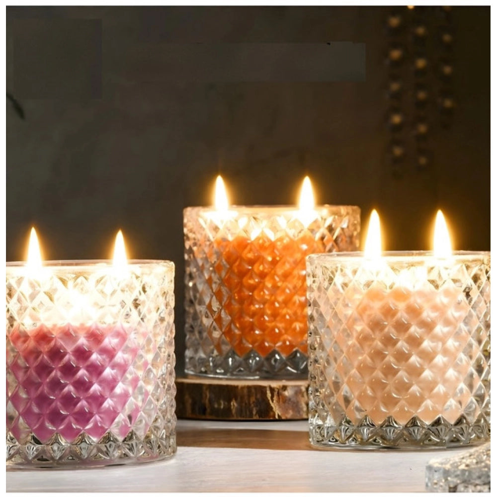 Natural soya wax glass jar candle for clean, long-lasting burn, hours of gentle illumination