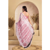 Women's Faux_Linen Printed Ready-to-Wear Saree With Unstitched Blouse 5.5 Mtr (Pink)