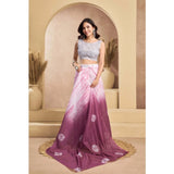 Women's Faux_Linen Printed Ready-to-Wear Saree With Unstitched Blouse 5.5 Mtr (Wine)