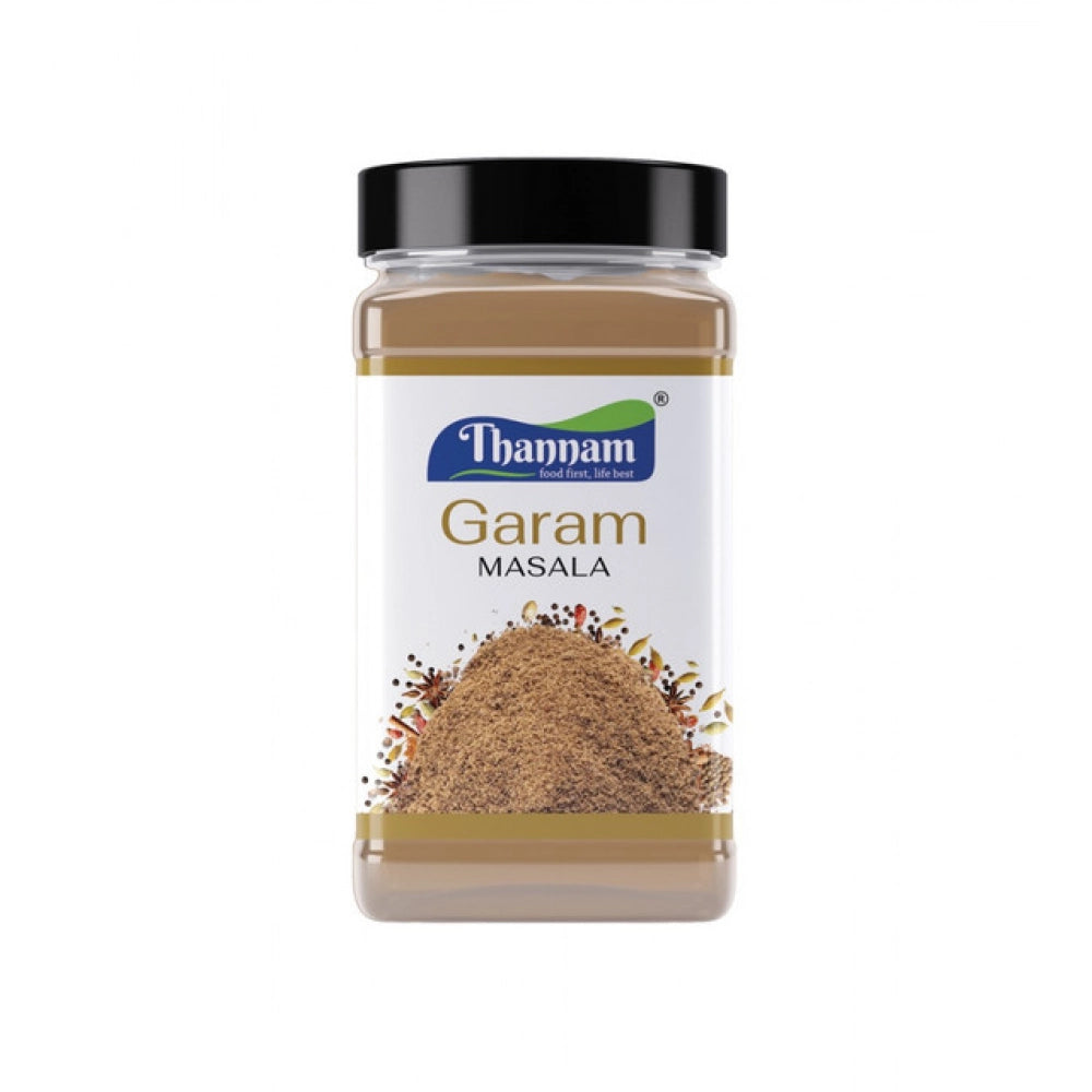 Thannam Garam Masala Powder (200GM) - Vegetarian spice blend of chilli, cinnamon, mustard, poppy seeds, clove, staranis, roja leaf, cumin, pepper, turmeric, cardamom, nutmeg, fennel, cassia, salt and marathi mokku. Natural ingredients may cause slight color and flavor variations