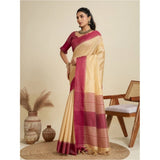 Women's Raw_Silk Woven Saree With Unstitched Blouse 5.5Mtr (Beige)