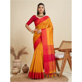 Women's Raw_Silk Woven Saree With Unstitched Blouse 5.5Mtr (Mustard)