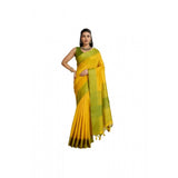 Women's Raw_Silk Woven Saree With Unstitched Blouse 5.5Mtr (Yellow)