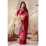 Women's Georgette Printed Saree With Unstitched Blouse 5.5Mtr (Light_Pink)