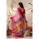 Women's Georgette Printed Saree With Unstitched Blouse 5.5Mtr (Light_Pink)