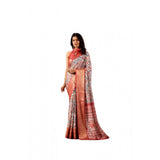 Women's Faux_Silk Printed Saree With Unstitched Blouse 5.5Mtr (Off_White)