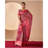 Women's Faux_Banarasi_Silk Printed Saree With Unstitched Blouse 5.5Mtr (Pink)