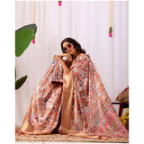 Women's Faux_Silk Printed Saree With Unstitched Blouse 5.5Mtr (Peach)