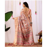 Women's Faux_Silk Printed Saree With Unstitched Blouse 5.5Mtr (Peach)