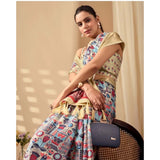 Women's Faux_Banarasi_Silk Printed Saree With Unstitched Blouse 5.5Mtr (Multicolor)