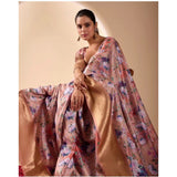 Women's Faux_Silk Printed Saree With Unstitched Blouse 5.5Mtr (Peach)