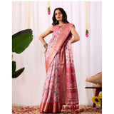 Women's Faux_Banarasi_Silk Printed Saree With Unstitched Blouse 5.5Mtr (Light_Pink)