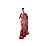 Women's Faux_Silk Printed Saree With Unstitched Blouse 5.5Mtr (Maroon)