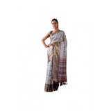 Women's Faux_Art_Silk Printed Saree With Unstitched Blouse 5.5Mtr (Silver)