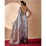 Women's Faux_Art_Silk Printed Saree With Unstitched Blouse 5.5Mtr (Silver)