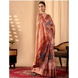 Women's Faux_Silk Printed Saree With Unstitched Blouse 5.5Mtr (Peach)