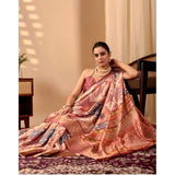 Women's Faux_Silk Printed Saree With Unstitched Blouse 5.5Mtr (Peach)