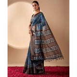 Women's Faux_Art_Silk Printed Saree With Unstitched Blouse 5.5Mtr (Blue)