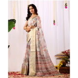 Women's Faux_Silk Printed Saree With Unstitched Blouse 5.5Mtr (Grey)