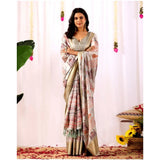 Women's Faux_Silk Printed Saree With Unstitched Blouse 5.5Mtr (Grey)