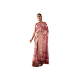 Women's Faux_Silk Woven Saree With Unstitched Blouse 5.5Mtr (Pink)