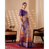 Women's Faux_Silk Printed Saree With Unstitched Blouse 5.5Mtr (Orange)