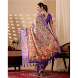 Women's Faux_Silk Printed Saree With Unstitched Blouse 5.5Mtr (Orange)