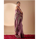 Women's Faux_Banarasi Woven Saree With Unstitched Blouse 5.5Mtr (Purple)