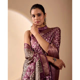 Women's Faux_Banarasi Woven Saree With Unstitched Blouse 5.5Mtr (Purple)