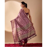 Women's Faux_Banarasi Woven Saree With Unstitched Blouse 5.5Mtr (Purple)