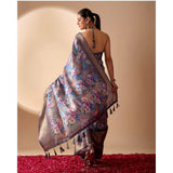 Women's Faux_Silk Printed Saree With Unstitched Blouse 5.5Mtr (Grey)