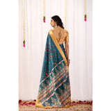 Women's Faux_Banarasi Printed Saree With Unstitched Blouse 5.5Mtr (Teal)