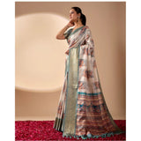 Women's Faux_Silk_Blend Printed Saree With Unstitched Blouse 5.5Mtr (Beige)
