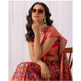 Women's Faux_Patola Woven Saree With Unstitched Blouse 5.5Mtr (Red)