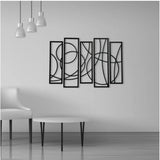 Black wooden abstract wall art panel frame - five-piece set for modern home decor