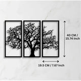 Black wooden tree wall art panel frame set, ideal for home decor in living room, bedroom, dining room, stairs, and office