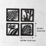 Black wood leaf-shaped wall art panel frame set - large size, ideal for living room, bedroom, or office decor