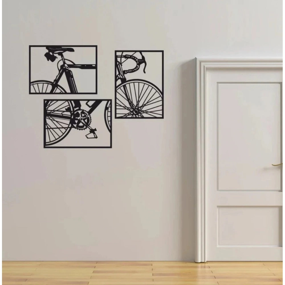 Black wood cycle bicycle wall decor, ideal for living room, bedroom, dining room, and office