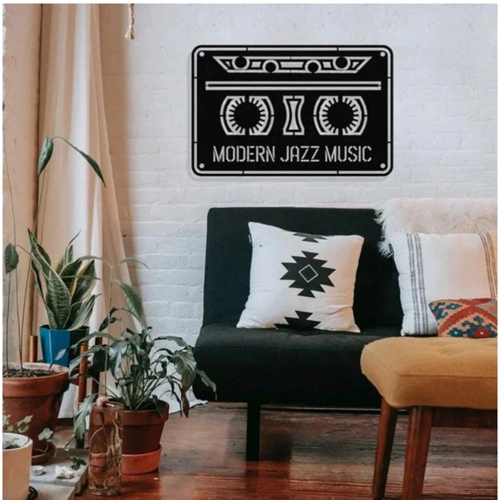 Black wooden wall decor Retro-Groove-Cassette music cassette on wall, ideal for living room, bedroom, or office