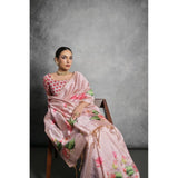 Women's Cotton Printed Saree With Unstitched Blouse 5.5 Mtr (Pink)