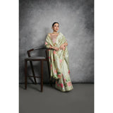 Women's Cotton Printed Saree With Unstitched Blouse 5.5 Mtr (Green)