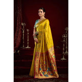 Women's Silk Blend Woven Saree With Unstitched Blouse 5.5 Mtr (Mustard)